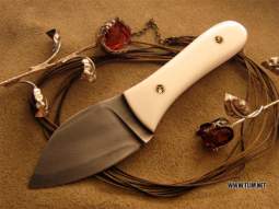 Mini Nessmuk Knife - 1095 hamon, corian